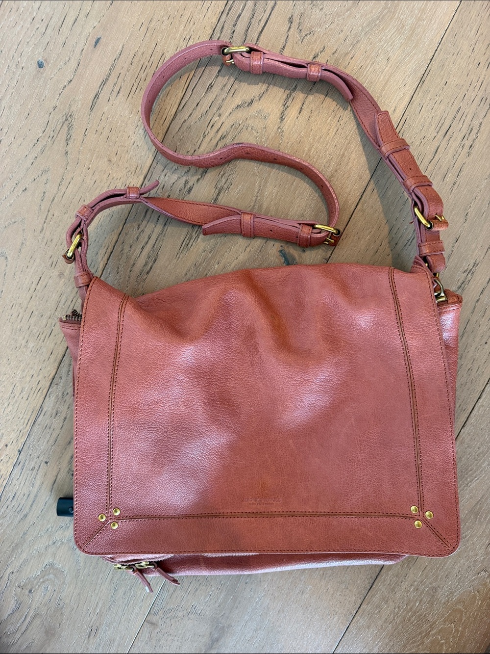 JEROME DREYFUSS Leather Crossbody Messenger Bag - Dusty Rose
